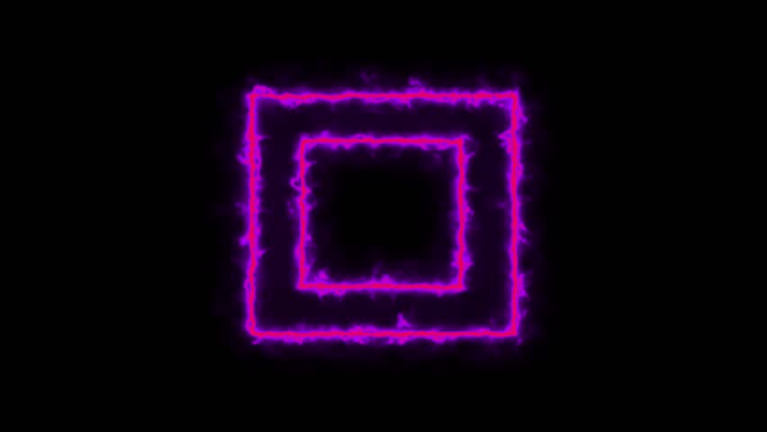 moving animation of a square frame that lights up like a sword saber. rotating glowing box background

