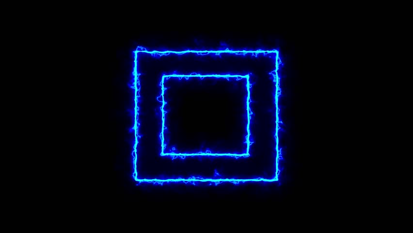 moving animation of a square frame that lights up like a sword saber. rotating glowing box background
