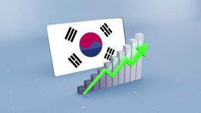South Korea Flag and Bar Chart Graph Showing Increasing Values a Green Arrow Developing Country Concept - Powered by Shutterstock - Get 15% off with code: PIKWIZARD15