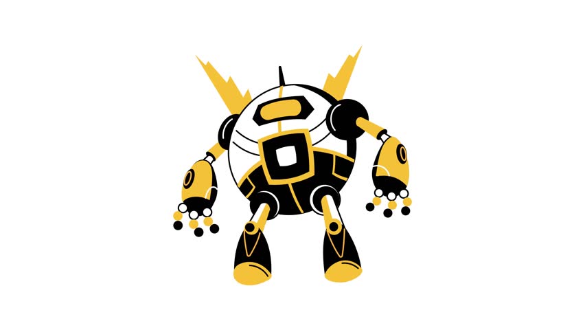 Nano robot animated illustration in hand drawn style 
