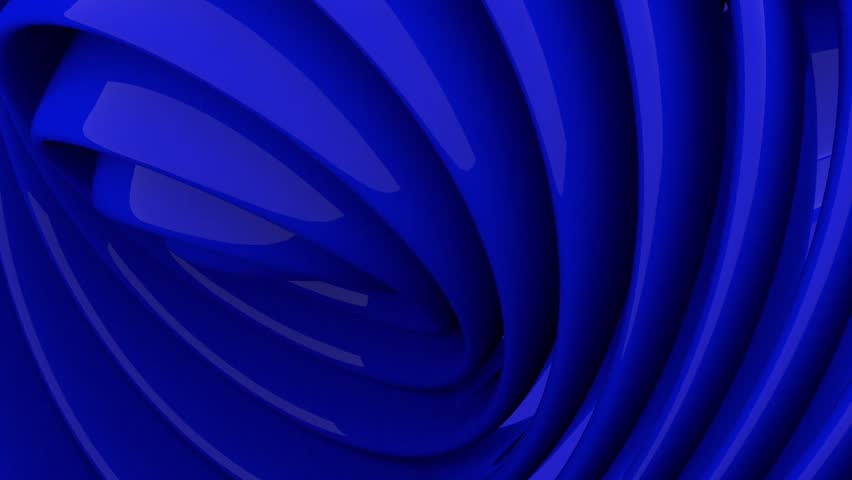 Abstract animation of glossy blue concentric rings or ribbons slowly swirling. Modern, clean, and elegant motion background for corporate or tech