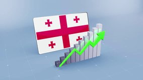 Georgia Flag and Bar Chart Graph Showing Increasing Values a Green Arrow Developing Country Concept - Powered by Shutterstock - Get 15% off with code: PIKWIZARD15