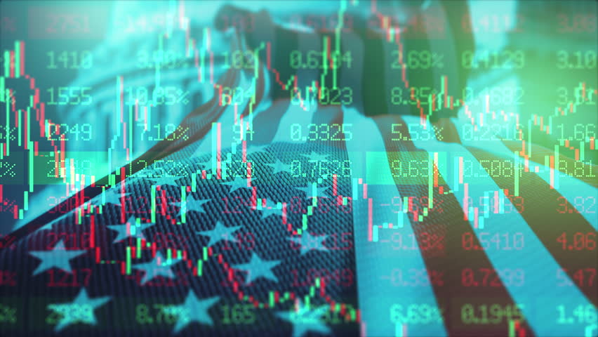 Stock market chart prices. Benjamin Franklin on the 100 dollars banknote background. Financial indexes candlestick graph. Investment analysis and currency exchange concept. American banks and economy