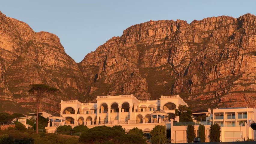 A mansion on the slopes of the 12 Apostles Mountain range in Camps Bay, close to Cape Town, South Africa.
