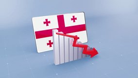 Georgia Country Flag and Bar Chart Graph Decreasing Values Red Downward Arrow Economic Crisis Concept - Powered by Shutterstock - Get 15% off with code: PIKWIZARD15