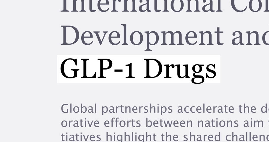 GLP-1 drugs in the news titles across international media, changing media headlines with anti-obesity medications, news overview, loop footage