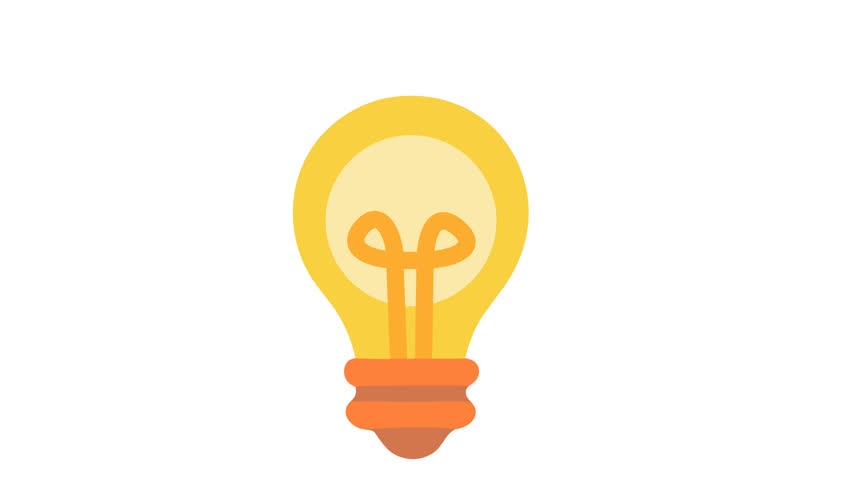 Light bulb logo in cartoon animation. Brainstorming an innovative idea icon. Creative solution symbol. Alpha channel. Seamless looping.