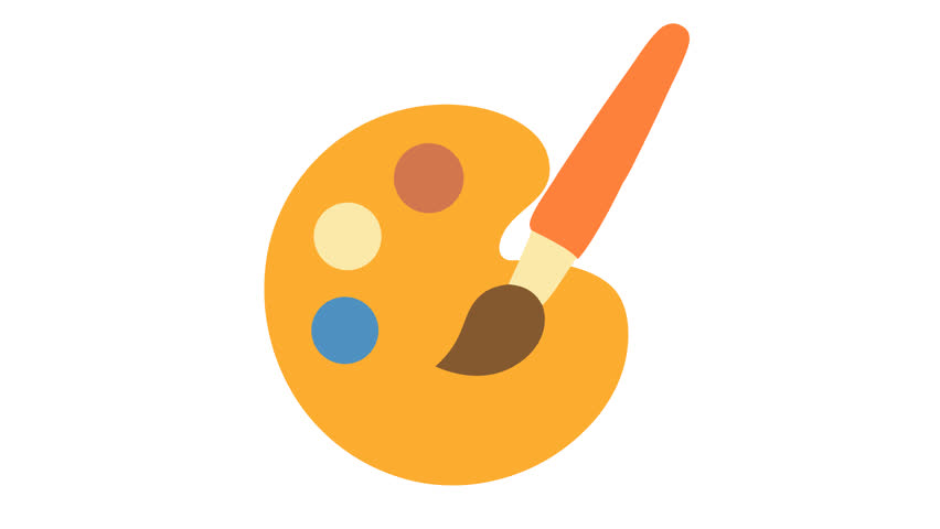 Artistic inspiration logo in cartoon animation. Animated ink paintbrush icon. Creative idea symbol. Alpha channel. Seamless looping.