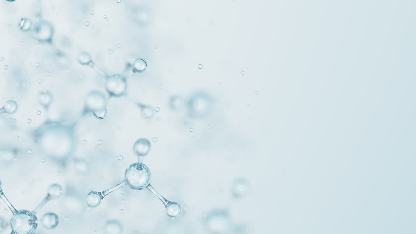 3d Abstract shiny glass molecule structures motion background. Cosmetic collagen serum, essence oil, vitamin, hyaluronic acid for skin care. Healthcare concept loop animation