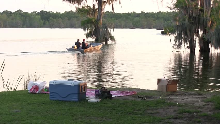 Picnic on lake shore