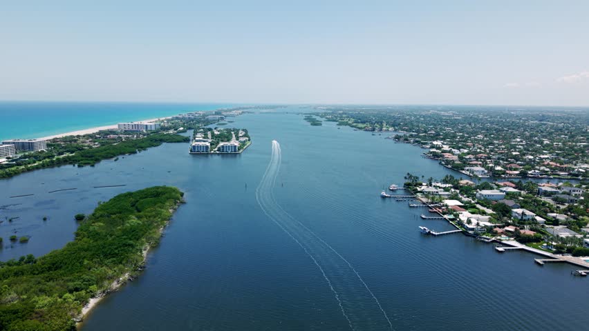 Sweeping ocean and coastline near Downtown Flagler Beach, West Palm Beach
