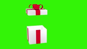 A beautiful white gift box opens. 3D animation on a green screen. Holidays and gifts concept. - Powered by Shutterstock - Get 15% off with code: PIKWIZARD15