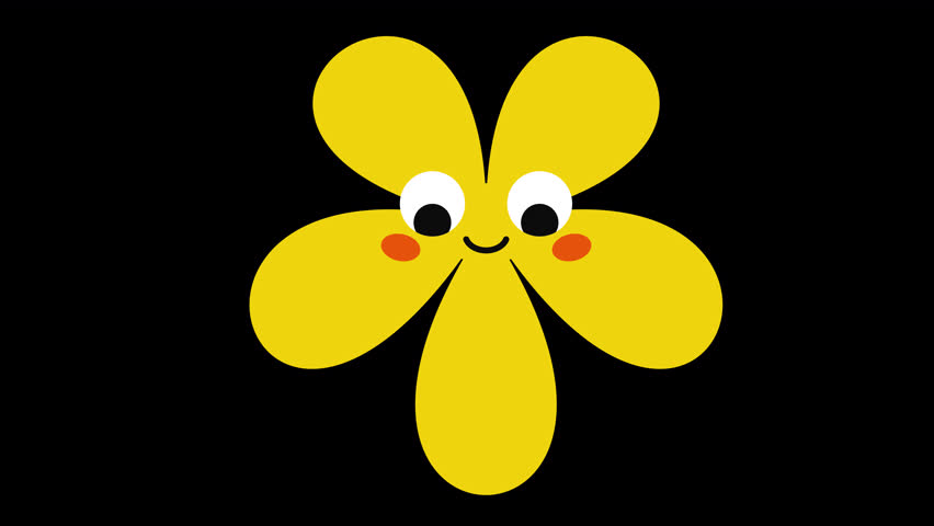 Loopable frame of a cute yellow flower character with blushing cheeks and a side glance, perfect for shy or flirty animated reactions.
