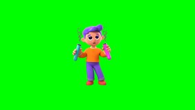 3D animation of boy named Luca holding test tubes on green screen. Perfect for educational, science, lab, or digital content projects. - Powered by Shutterstock - Get 15% off with code: PIKWIZARD15