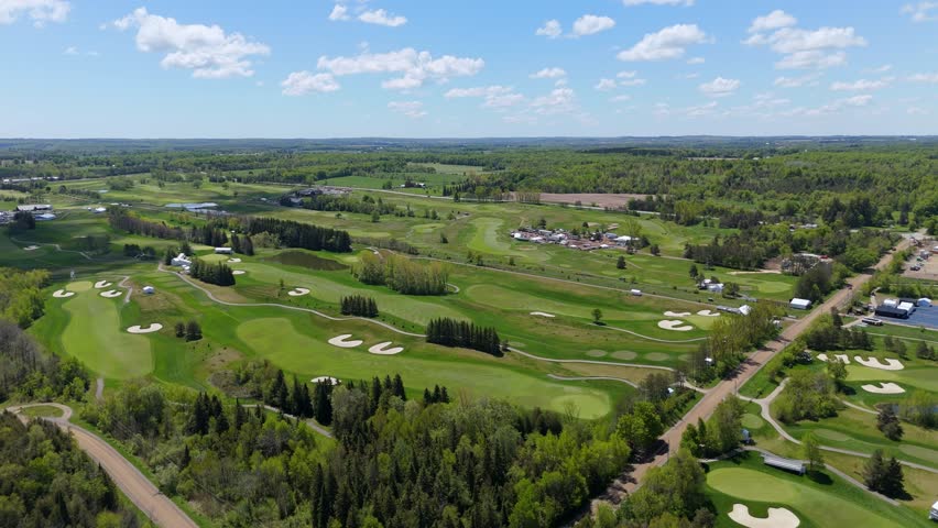 Pull Back Aerial Shot Of The RBC Canadian Open Professional Golf Tournament In Ontario, Canada.