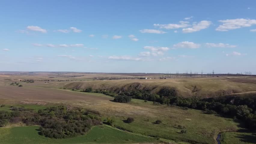 Donetsk region, Ukraine. Landscape relief of Mariupol area in the Azov steppes.
