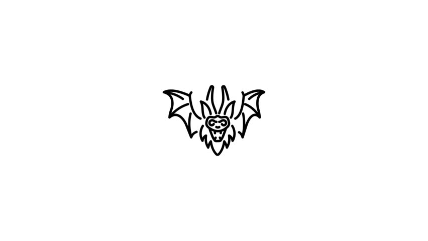 A line style animated icon of a gothic bat 