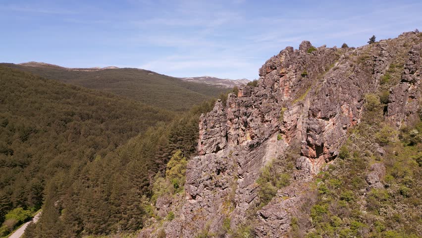 Mountain tops covered in rock formations that look like dragon scales, Somosierra.