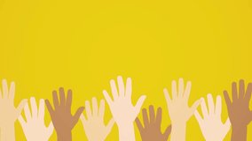 Raised Hands of Diverse People on Yellow Background in Flat Minimalist Style - Powered by Shutterstock - Get 15% off with code: PIKWIZARD15