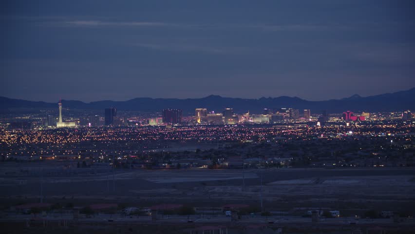 Las vegas lights shining on the skyline at night