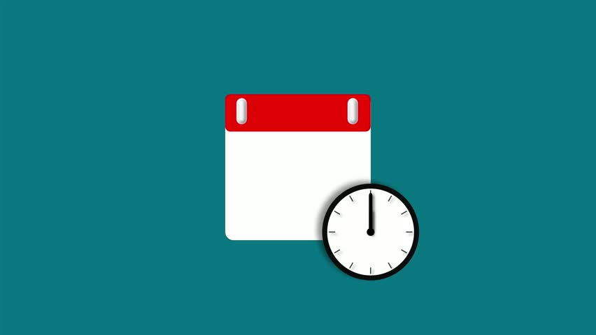 April Month 1 date calendar icon animation. Analog calendar and clock icon design animation 4k video.