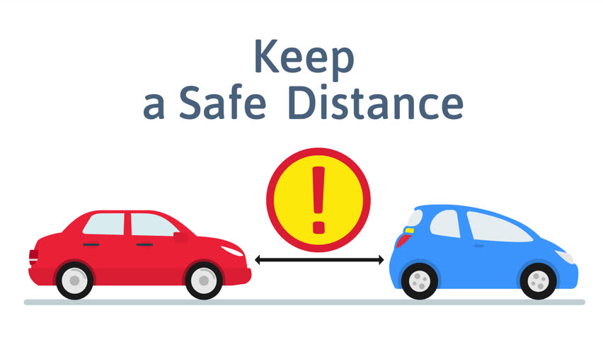 keep a safe distance cars  on the road cartoon animation video footage