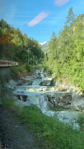 Zermatt, Switzerland. May 30, 2025. The Swiss Gornergrat Railway on its way heading up to the Gornergrat peak.