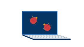 Computer bugs crawling on laptop screen 2D cartoon object animation. Software viruses glitches. Cybersecurity. Malware insects notebook animated flat colorful item 4K video isolated on white - Powered by Shutterstock - Get 15% off with code: PIKWIZARD15
