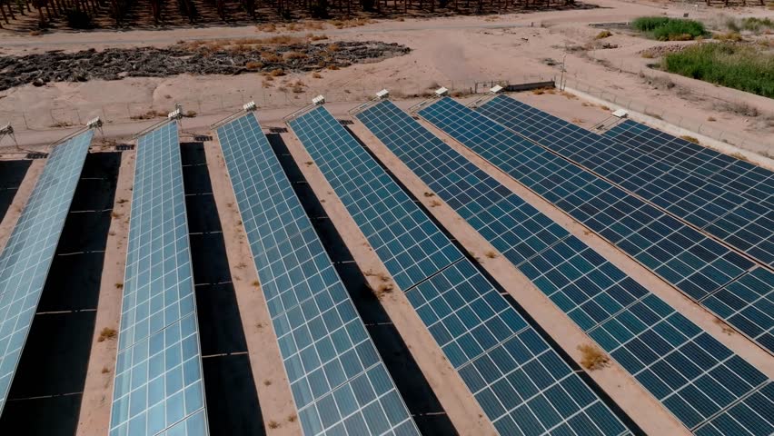 SOLAR PANELS SMOOTH DRONE DESERT