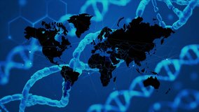 World Map on Digital Blue Biological DNA Chain Background Illustration - Powered by Shutterstock - Get 15% off with code: PIKWIZARD15