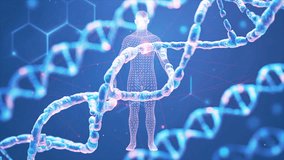 Futuristic DNA Helix and Human Figure with Molecular Connections in Science - Powered by Shutterstock - Get 15% off with code: PIKWIZARD15