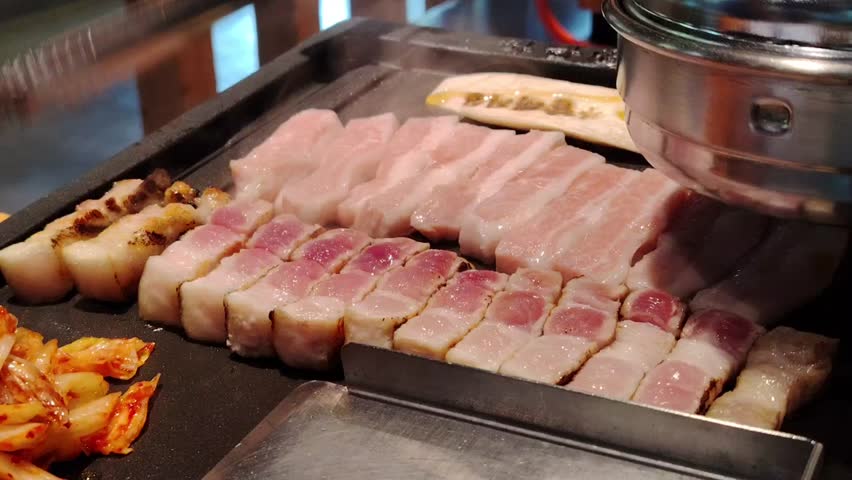 Korean BBQ pork in the restaurant