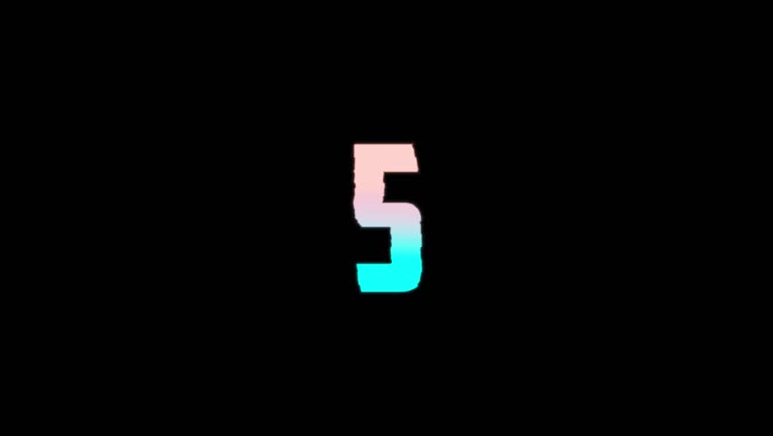 Futuristic Glitch Countdown Number Animation with Gradient Block Effect