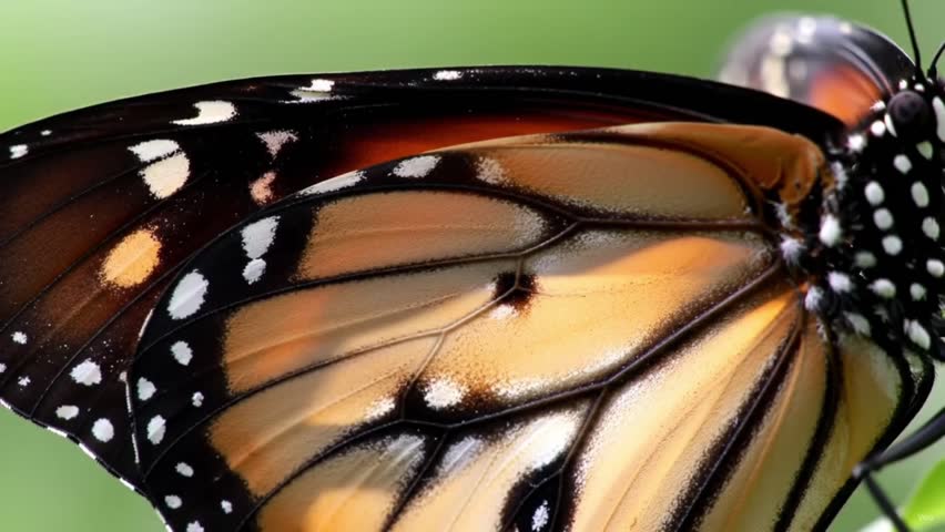 Macro Shot of Monarch Butterfly Wing Scales Intricate Patterns and Texture