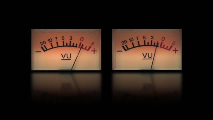 Two audio meters with reflection and alpha matte.