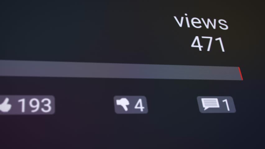 Video animation of a counter for views with like, dislike and comment counter - social media.