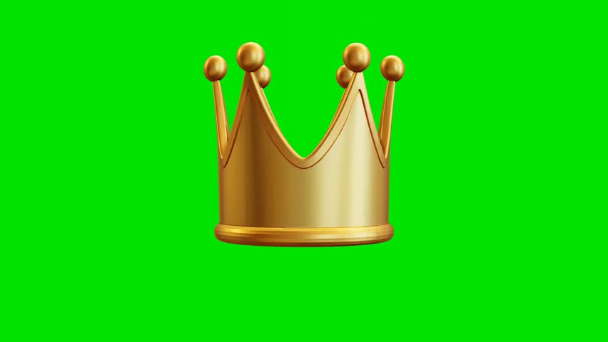 Golden Crown Design Rotating on Green Background