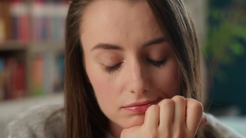 Sad thoughtful Caucasian woman thinking solution female girl businesswoman student teacher school classroom learning education upset tired lesson pensive deep thoughts ponder bored studying business - Powered by Shutterstock - Get 15% off with code: PIKWIZARD15