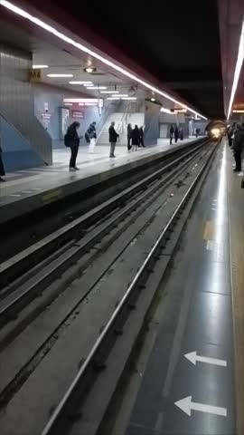 The train arrived at the metro station in Ankara, the metro wagons,