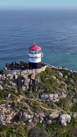 Cape Point Lighthouse At Cape Town in South Africa. Table Mountain National Park. Famous Cape Point. Cape Town At South Africa. Tourism Travel. Paradisiac Skyline.