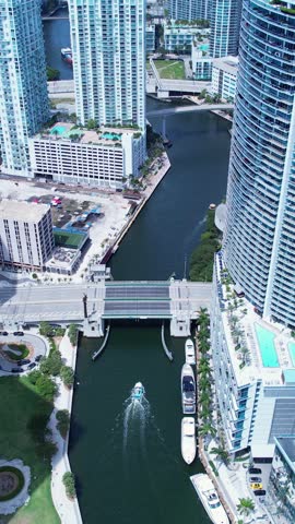 Cityscape Miami Florida United States. Aerial landscape of stunning buildings and traffic at landmark avenue. Miami Florida. Miami United States. Travel destinations. Vacations travel.