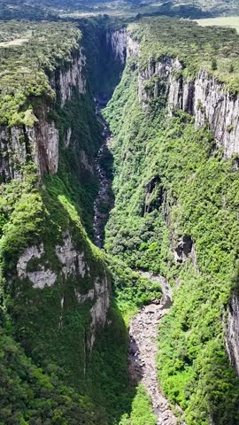 Canyon Of Itaimbezinho At Praia Grande In Santa Catarina Brazil. Beauty Cliffs. Green Valley Scene. Canyons Landscape. Canyon Of Itaimbezinho At Praia Grande In Santa Catarina Brazil.