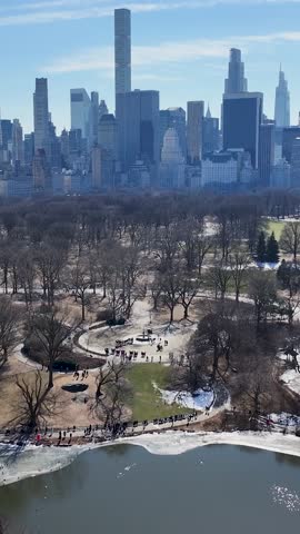 Central Park At Manhattan In New York United States. Downtown City. Leisure Park Landscape. Central Park At New York United States. Metropolitan District. Winter Scenery.
