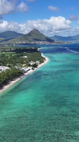 Flic En Flac At Port Louis In Mauritius Island Mauritius. Indian Ocean Landscape. Beach Paradise. Port Louis At Mauritius Island. Seascape Outdoor. Nature Background. Tourism Mauricia.