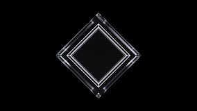 Abstract 3D transparent cube illuminated from within, slowly rotating in a dark environment. Geometric glowing structure loop for technology, branding, and creative visuals - Powered by Shutterstock - Get 15% off with code: PIKWIZARD15