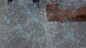 Male doctor shifting tablet toward colleague, she leaning in tapping network nodes for consultation. Medical, collaboration, professional, technology, consultation, healthcare, innovation - Powered by Shutterstock - Get 15% off with code: PIKWIZARD15