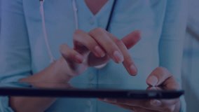 Healthcare professional tapping transparent tablet and swiping world map, analyzing health data. Medical, technology, futuristic, data visualization, clinical, digital interface, innovation - Powered by Shutterstock - Get 15% off with code: PIKWIZARD15