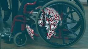 Rotating globe revealing wheelchair student writing in classroom with teacher guiding peers writing. Assistive technology, inclusive education, classroom learning, student engagement, accessibility, - Powered by Shutterstock - Get 15% off with code: PIKWIZARD15