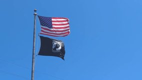 Flags of the United States of America and POW-MIA waving in the wind - Powered by Shutterstock - Get 15% off with code: PIKWIZARD15