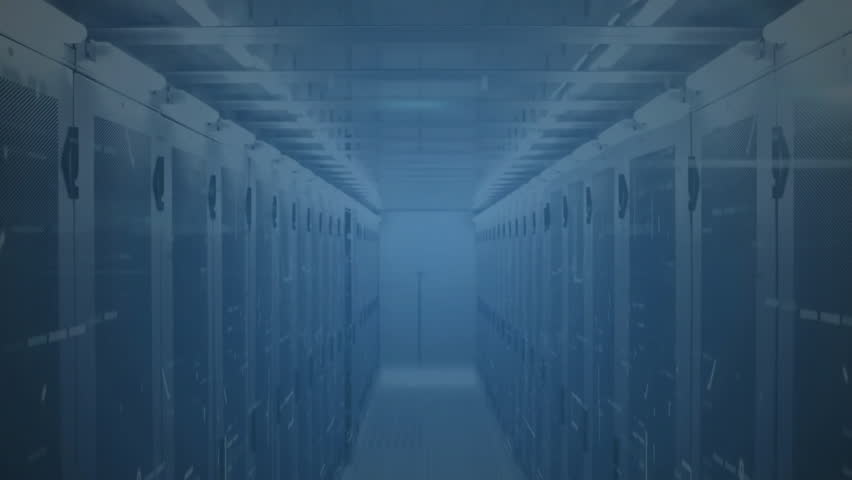 After pause network-style cloud forming in data center pulsing dispersing data showing network flow. Technology, cybersecurity, digital, innovation, connectivity, high-tech, network